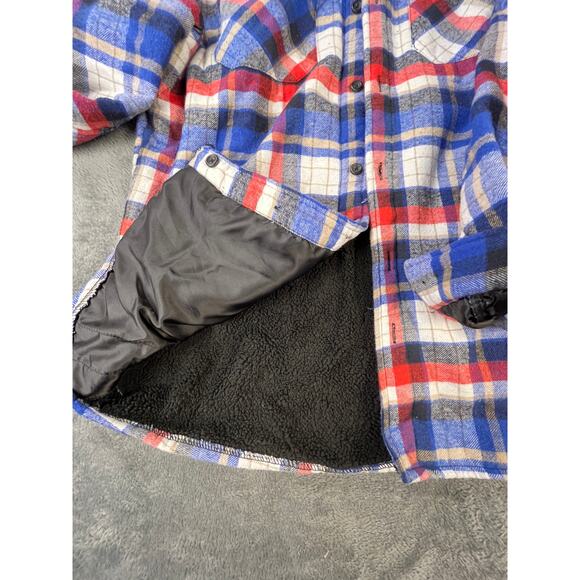 Jack South Jacket Mens Large Flannel Shirt Plaid Fleece Lining Shacket New York - Picture 8 of 13